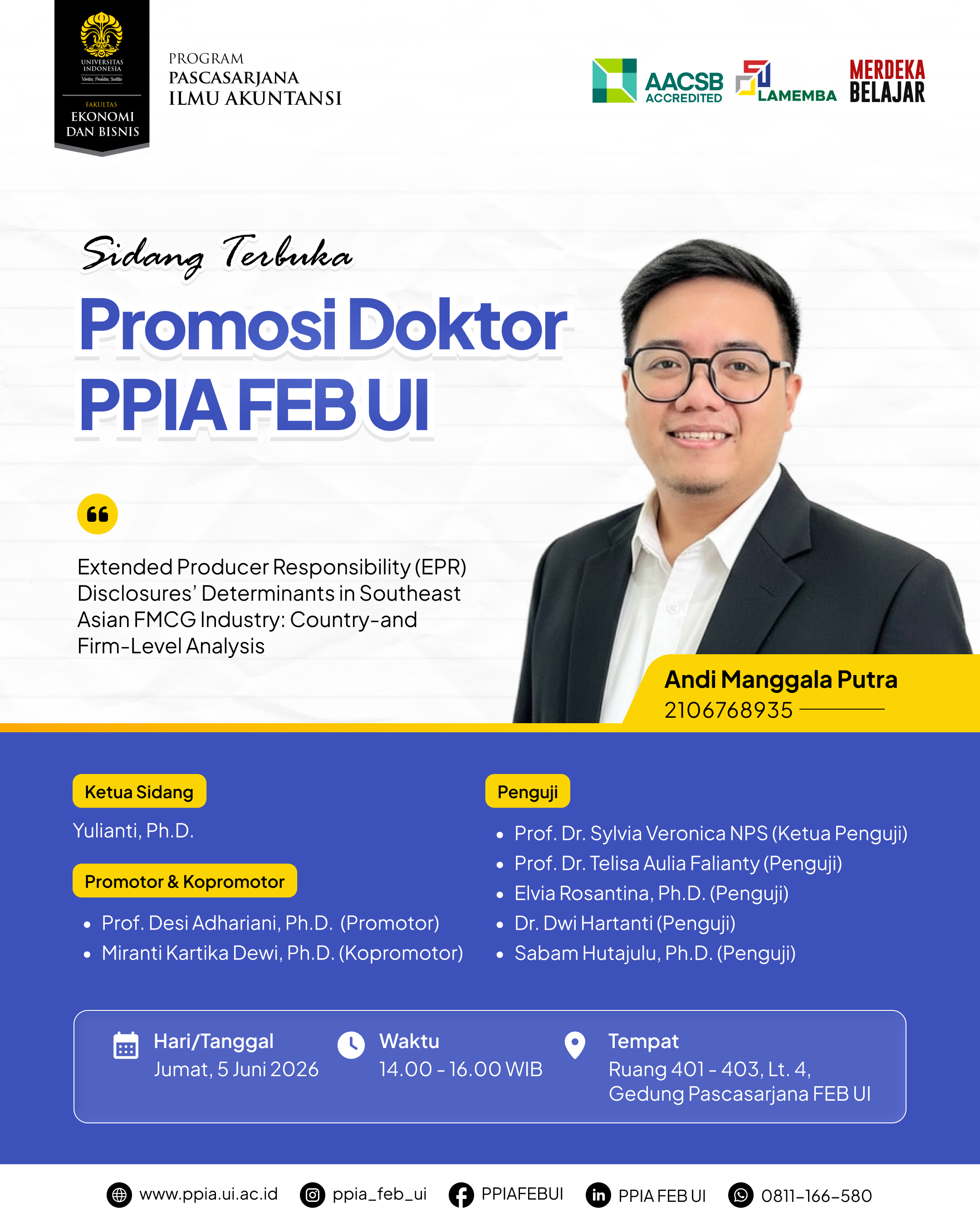 Promosi Doktor Andi Manggala 5 juni 2026